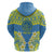 Palau Constitution Day Zip Hoodie Belau Seal With Frangipani Polynesian Pattern - Blue