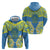 Palau Constitution Day Zip Hoodie Belau Seal With Frangipani Polynesian Pattern - Blue