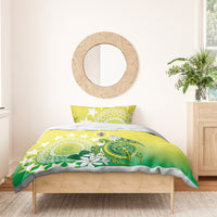 Cook Islands Independence Day Bedding Set Kuki Airani Tiare Maori Polynesian Pattern - Green LT14 - Polynesian Pride