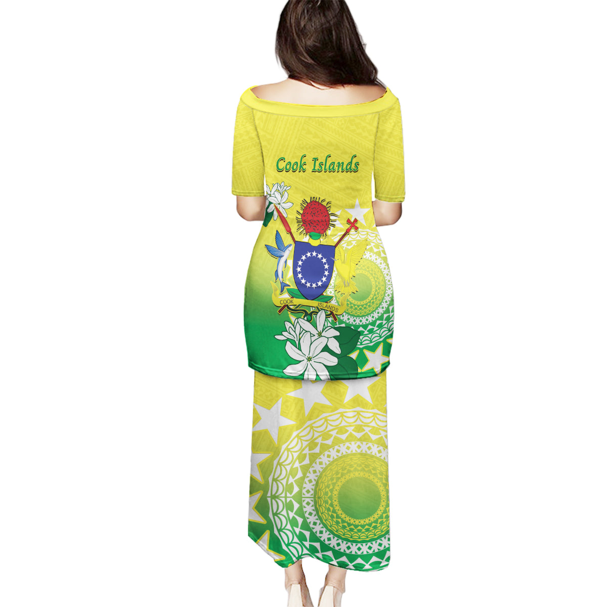 Cook Islands Independence Day Family Matching Puletasi and Hawaiian Shirt Kuki Airani Tiare Maori Polynesian Pattern - Green