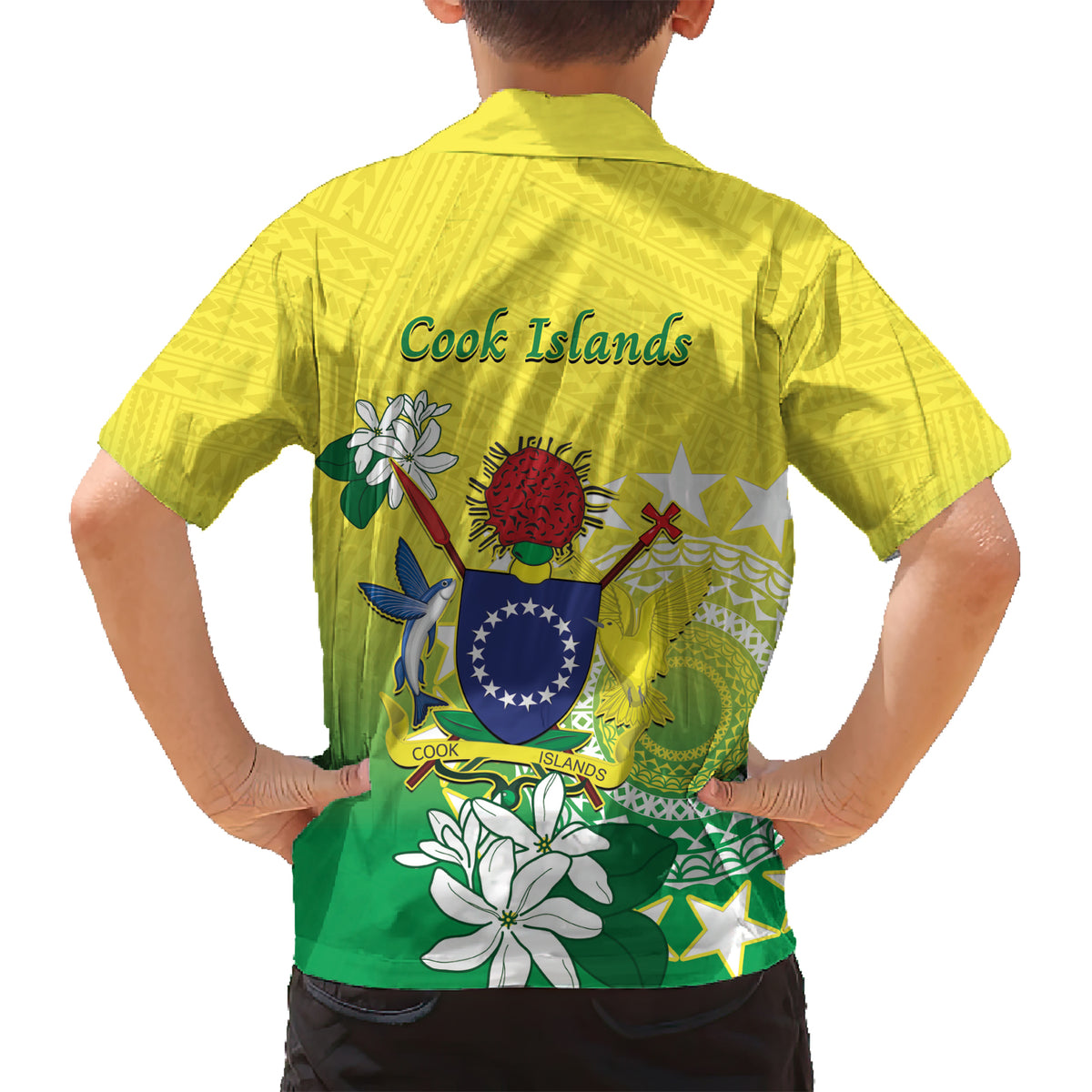 Cook Islands Independence Day Family Matching Short Sleeve Bodycon Dress and Hawaiian Shirt Kuki Airani Tiare Maori Polynesian Pattern - Green