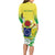 Cook Islands Independence Day Long Sleeve Bodycon Dress Kuki Airani Tiare Maori Polynesian Pattern - Green