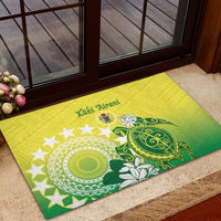 Cook Islands Independence Day Rubber Doormat Kuki Airani Tiare Maori Polynesian Pattern - Green