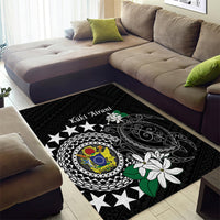 Cook Islands Independence Day Area Rug Kuki Airani Tiare Maori Polynesian Pattern - Black