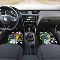 Cook Islands Independence Day Car Mats Kuki Airani Tiare Maori Polynesian Pattern - Black