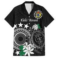 Cook Islands Independence Day Family Matching Off Shoulder Short Dress and Hawaiian Shirt Kuki Airani Tiare Maori Polynesian Pattern - Black LT14 Dad's Shirt - Short Sleeve Black - Polynesian Pride