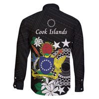 Cook Islands Independence Day Family Matching Off Shoulder Short Dress and Hawaiian Shirt Kuki Airani Tiare Maori Polynesian Pattern - Black LT14 - Polynesian Pride