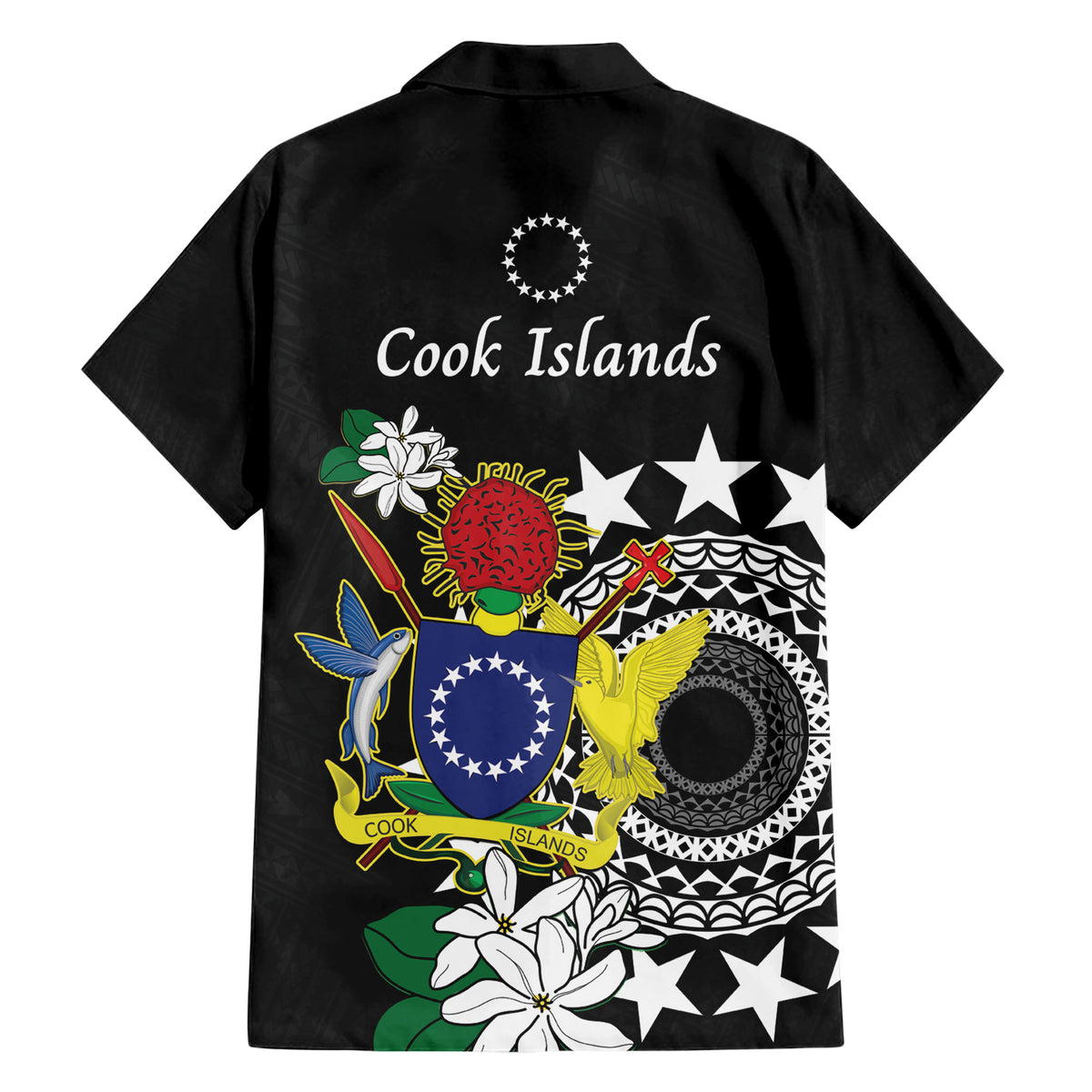 Cook Islands Independence Day Family Matching Short Sleeve Bodycon Dress and Hawaiian Shirt Kuki Airani Tiare Maori Polynesian Pattern - Black
