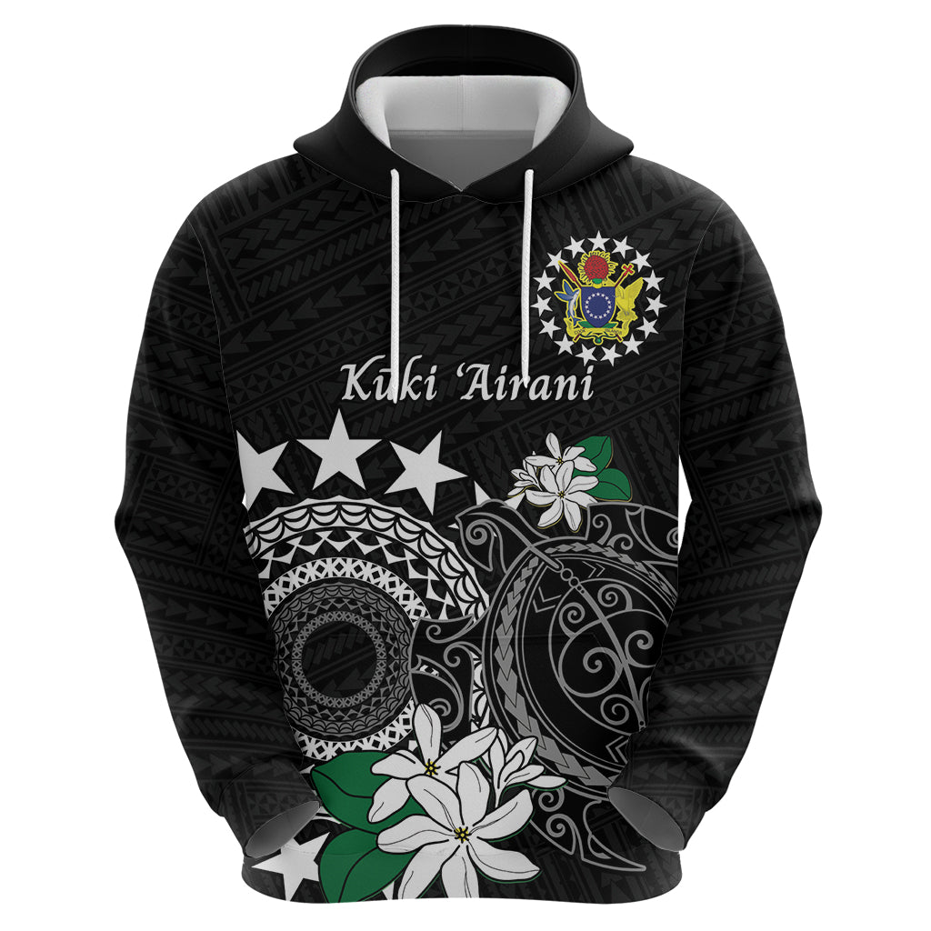 Cook Islands Independence Day Hoodie Kuki Airani Tiare Maori Polynesian Pattern - Black
