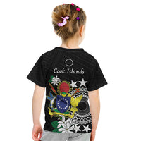 Cook Islands Independence Day Kid T Shirt Kuki Airani Tiare Maori Polynesian Pattern - Black