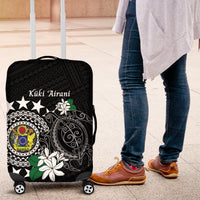 Cook Islands Independence Day Luggage Cover Kuki Airani Tiare Maori Polynesian Pattern - Black