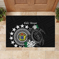 Cook Islands Independence Day Rubber Doormat Kuki Airani Tiare Maori Polynesian Pattern - Black