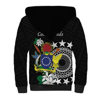 Cook Islands Independence Day Sherpa Hoodie Kuki Airani Tiare Maori Polynesian Pattern - Black