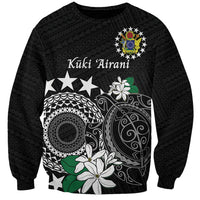Cook Islands Independence Day Sweatshirt Kuki Airani Tiare Maori Polynesian Pattern - Black
