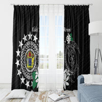 Cook Islands Independence Day Window Curtain Kuki Airani Tiare Maori Polynesian Pattern - Black