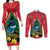 New Zealand Christmas In July Couples Matching Long Sleeve Bodycon Dress and Long Sleeve Button Shirt Kowhai Tui Bird With Pohutukawa - Red