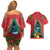New Zealand Christmas In July Couples Matching Off Shoulder Short Dress and Hawaiian Shirt Kowhai Tui Bird With Pohutukawa - Red
