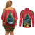 New Zealand Christmas In July Couples Matching Off Shoulder Short Dress and Long Sleeve Button Shirt Kowhai Tui Bird With Pohutukawa - Red