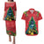 New Zealand Christmas In July Couples Matching Puletasi and Hawaiian Shirt Kowhai Tui Bird With Pohutukawa - Red