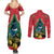 New Zealand Christmas In July Couples Matching Summer Maxi Dress and Long Sleeve Button Shirt Kowhai Tui Bird With Pohutukawa - Red
