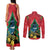New Zealand Christmas In July Couples Matching Tank Maxi Dress and Long Sleeve Button Shirt Kowhai Tui Bird With Pohutukawa - Red