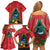 New Zealand Christmas In July Family Matching Off Shoulder Short Dress and Hawaiian Shirt Kowhai Tui Bird With Pohutukawa - Red
