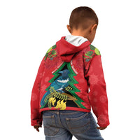 New Zealand Christmas In July Kid Hoodie Kowhai Tui Bird With Pohutukawa - Red