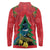 New Zealand Christmas In July Long Sleeve Polo Shirt Kowhai Tui Bird With Pohutukawa - Red