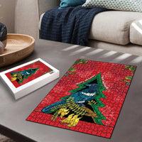 New Zealand Christmas In July Puzzle Kowhai Tui Bird With Pohutukawa - Red - Polynesian Pride