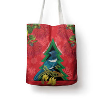 New Zealand Christmas In July Tote Bag Kowhai Tui Bird With Pohutukawa - Red - Polynesian Pride