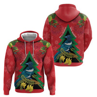 New Zealand Christmas In July Zip Hoodie Kowhai Tui Bird With Pohutukawa - Red