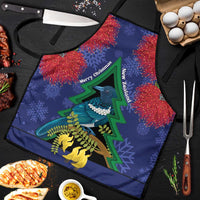 New Zealand Christmas In July Apron Kowhai Tui Bird With Pohutukawa - Blue - Polynesian Pride