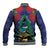 New Zealand Christmas In July Baseball Jacket Kowhai Tui Bird With Pohutukawa - Blue