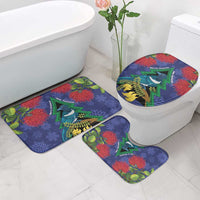 New Zealand Christmas In July Bathroom Set Kowhai Tui Bird With Pohutukawa - Blue - Polynesian Pride