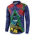 New Zealand Christmas In July Button Sweatshirt Kowhai Tui Bird With Pohutukawa - Blue