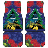 New Zealand Christmas In July Car Mats Kowhai Tui Bird With Pohutukawa - Blue