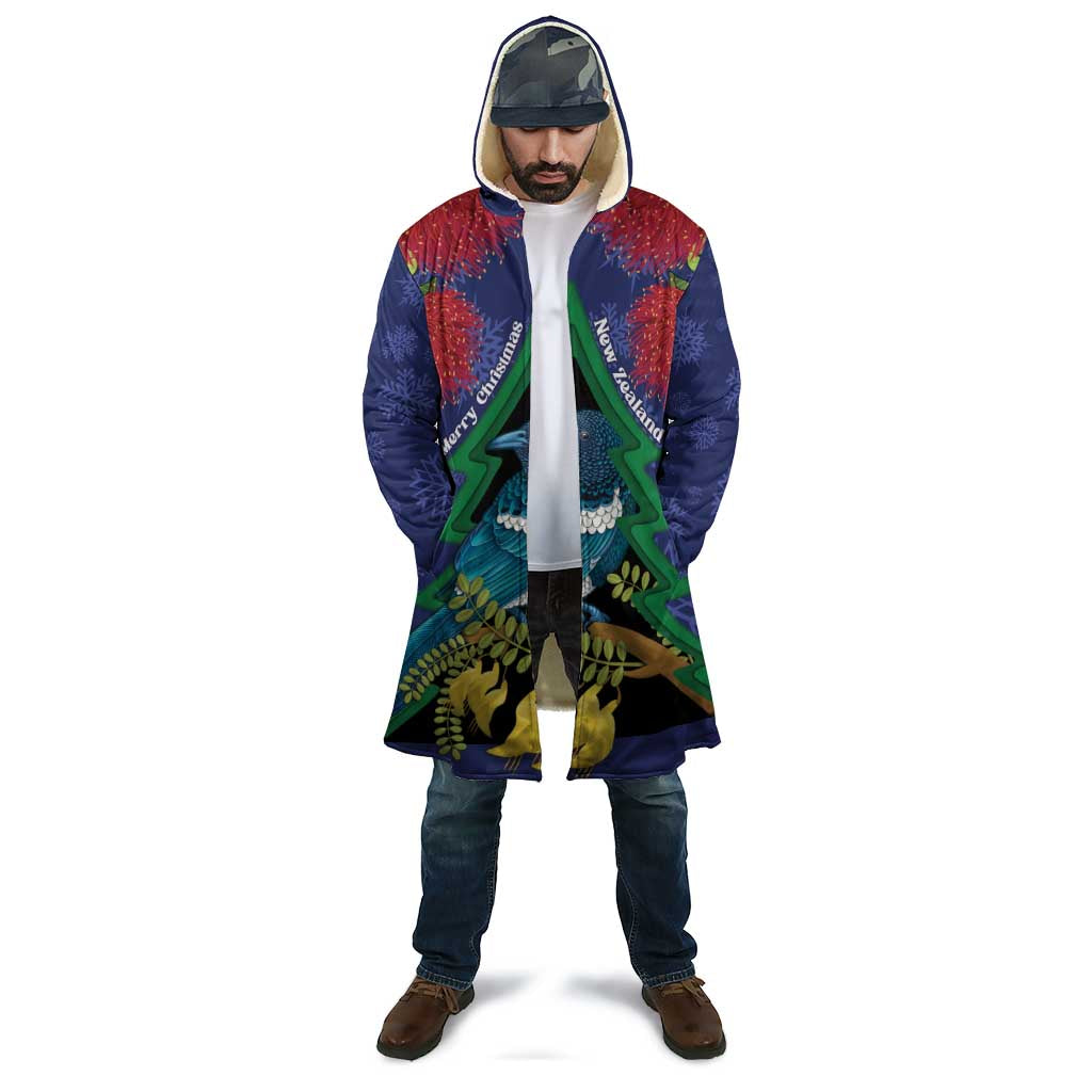 New Zealand Christmas In July Cloak Kowhai Tui Bird With Pohutukawa - Blue - Polynesian Pride