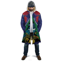 New Zealand Christmas In July Cloak Kowhai Tui Bird With Pohutukawa - Blue - Polynesian Pride