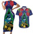 New Zealand Christmas In July Couples Matching Short Sleeve Bodycon Dress and Hawaiian Shirt Kowhai Tui Bird With Pohutukawa - Blue