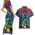 New Zealand Christmas In July Couples Matching Short Sleeve Bodycon Dress and Hawaiian Shirt Kowhai Tui Bird With Pohutukawa - Blue