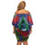 New Zealand Christmas In July Family Matching Off Shoulder Short Dress and Hawaiian Shirt Kowhai Tui Bird With Pohutukawa - Blue