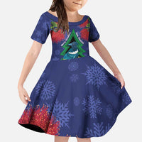 New Zealand Christmas In July Family Matching Tank Maxi Dress and Hawaiian Shirt Kowhai Tui Bird With Pohutukawa - Blue