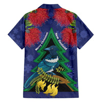 New Zealand Christmas In July Family Matching Tank Maxi Dress and Hawaiian Shirt Kowhai Tui Bird With Pohutukawa - Blue
