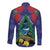 New Zealand Christmas In July Long Sleeve Button Shirt Kowhai Tui Bird With Pohutukawa - Blue