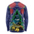New Zealand Christmas In July Long Sleeve Shirt Kowhai Tui Bird With Pohutukawa - Blue