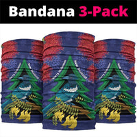 New Zealand Christmas In July Neck Gaiter Kowhai Tui Bird With Pohutukawa - Blue - Polynesian Pride