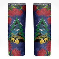 New Zealand Christmas In July Skinny Tumbler Kowhai Tui Bird With Pohutukawa - Blue