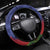 New Zealand Christmas In July Steering Wheel Cover Kowhai Tui Bird With Pohutukawa - Blue