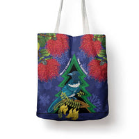 New Zealand Christmas In July Tote Bag Kowhai Tui Bird With Pohutukawa - Blue - Polynesian Pride