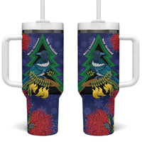 New Zealand Christmas In July Tumbler With Handle Kowhai Tui Bird With Pohutukawa - Blue